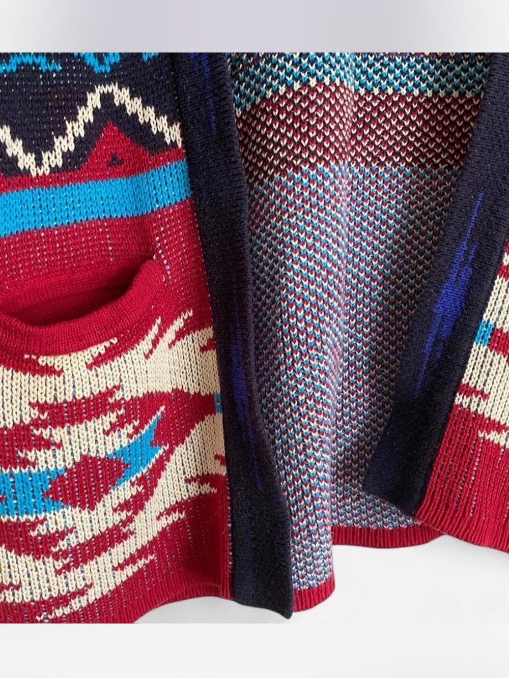 Open-Front Aztec Pattern Knit Cardigan Sweater - Picture 4 of 5